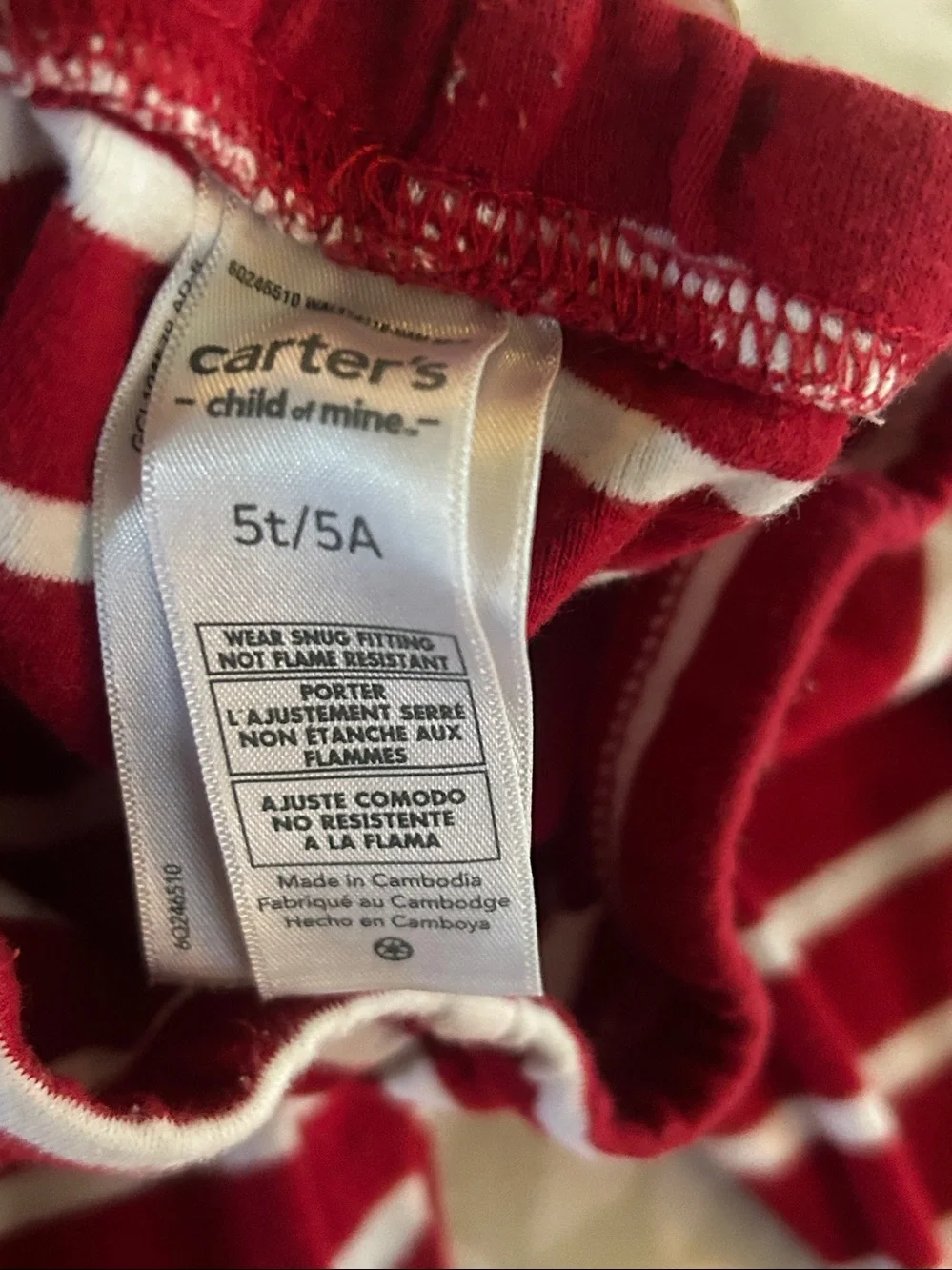 Carter's Red and White Striped Santa Pajama Set